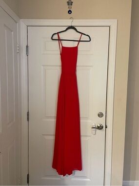 Elegant Red Spaghetti-Strap Maxi Dress